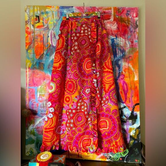 Vintage Dresses & Skirts - 60s Vintage ALICE of California Cocktail Party MCM Floral Vivid skirt